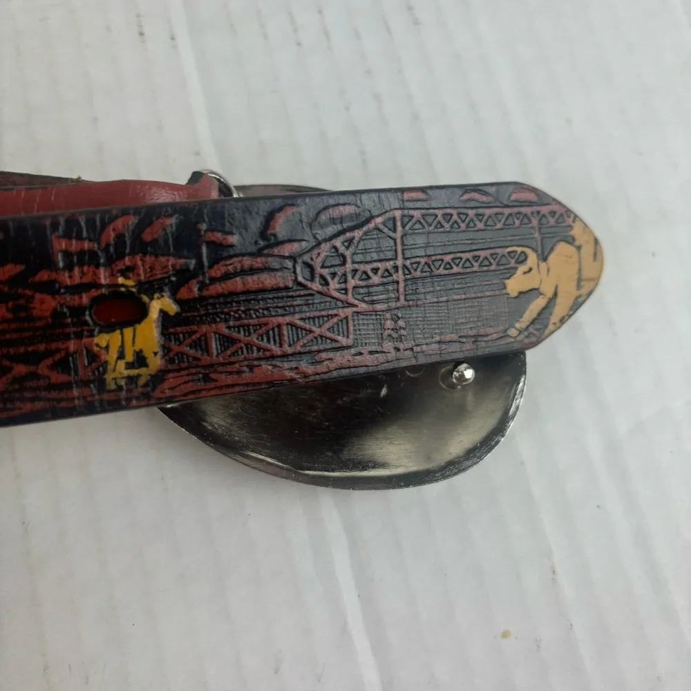 Nocona Boys Western Style Belt- Tooled Leather-EUC